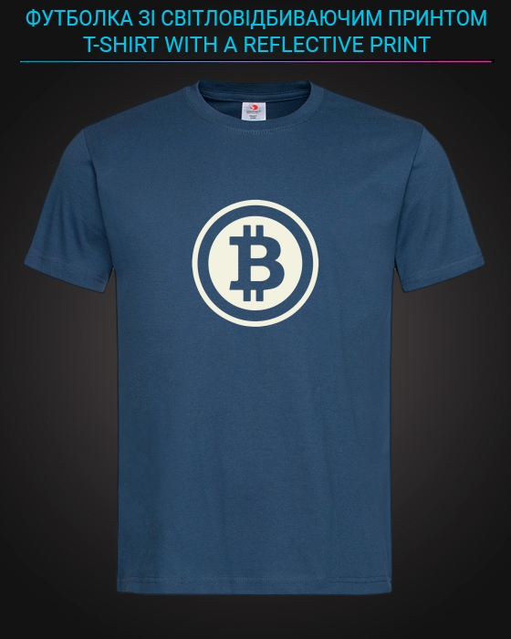 tshirt with Reflective Print Bitcoin - XS blue
