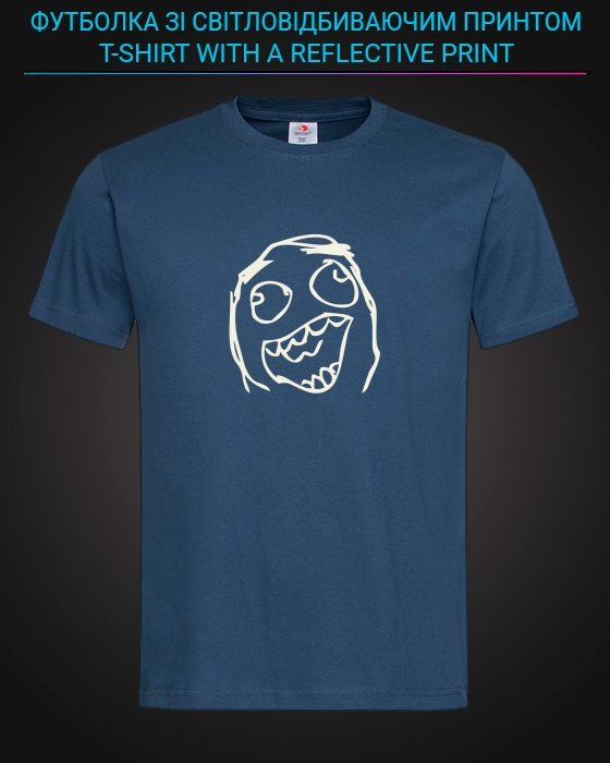 tshirt with Reflective Print Meme Face - XS blue