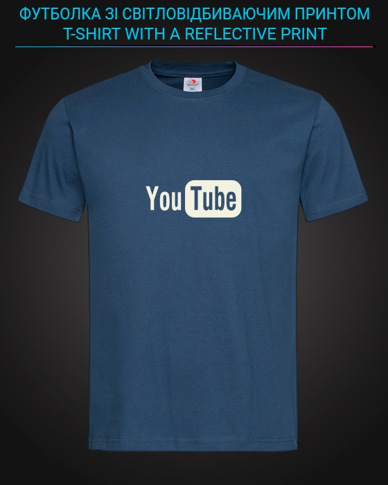 tshirt with Reflective Print Youtube - XS blue