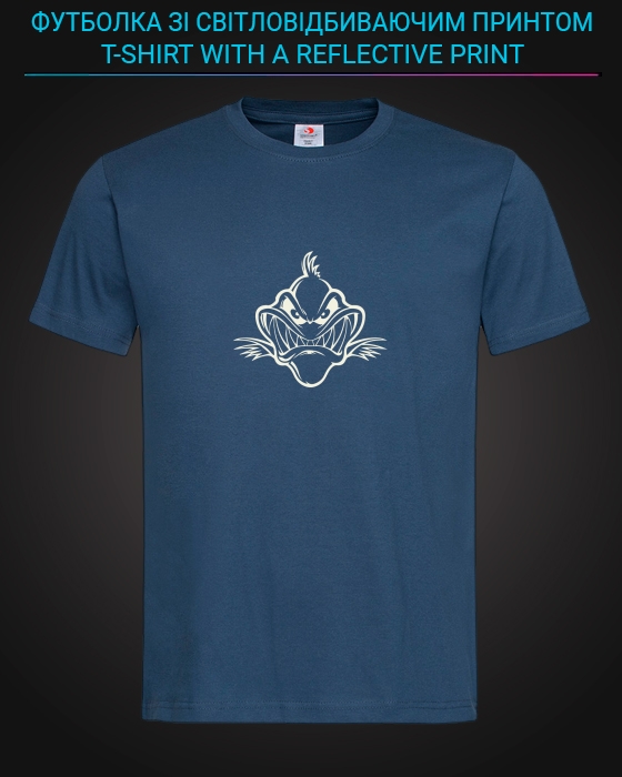 tshirt with Reflective Print Big Angry Fish - XS blue