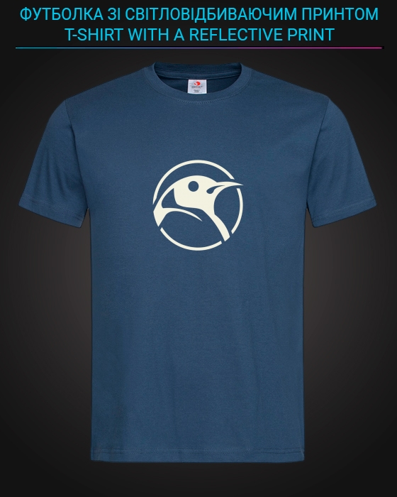tshirt with Reflective Print Penguin Head - XS blue