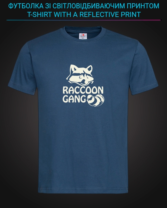 tshirt with Reflective Print Raccoon Gang - XS blue