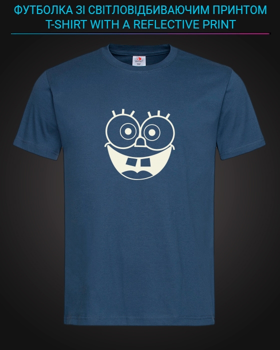 tshirt with Reflective Print Sponge Bob Face - XS blue