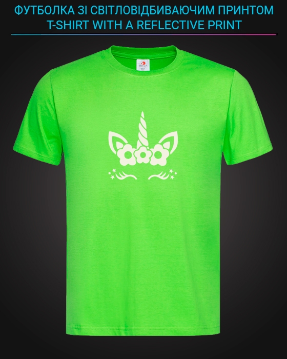 tshirt with Reflective Print Cute Little Unicorn - XS green