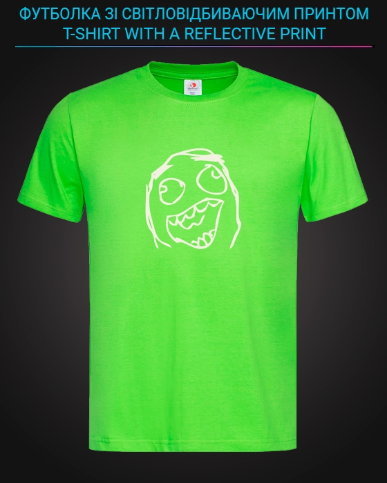 Футболка з світловідбиваючим принтом Мемне обличчя - XS зелена