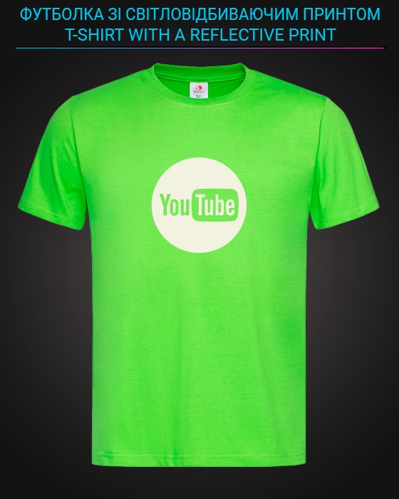 tshirt with Reflective Print Youtube Logo - XS green