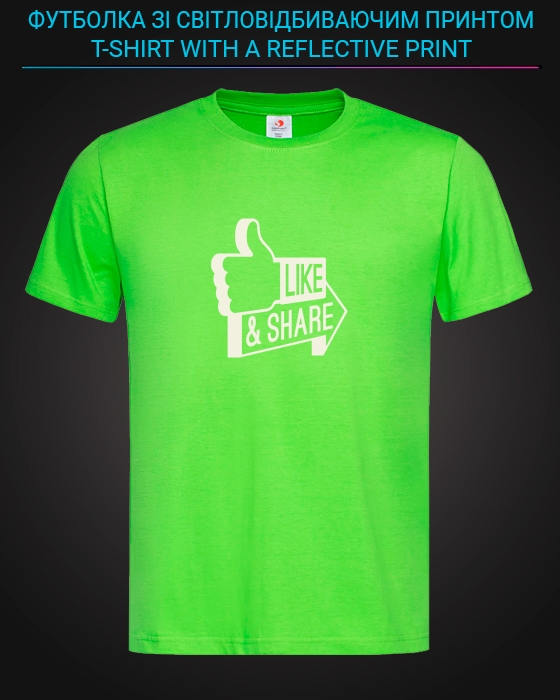 tshirt with Reflective Print Like And Share - XS green