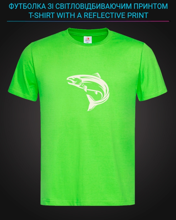 tshirt with Reflective Print Cute Fish - XS green