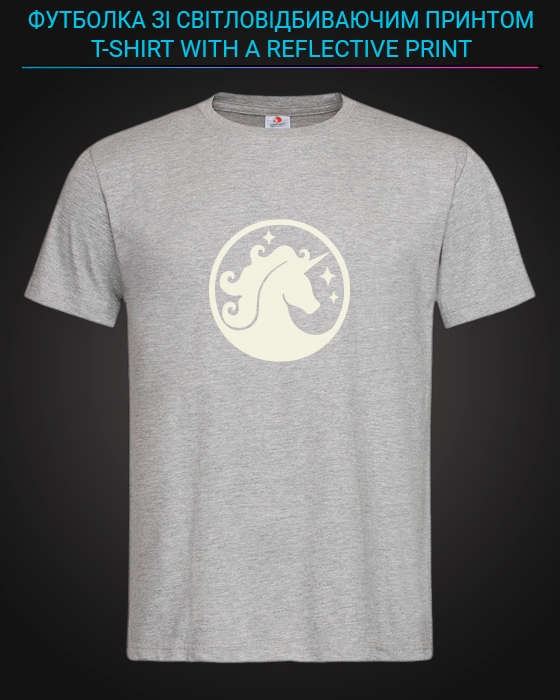 tshirt with Reflective Print Unicorn - XS grey