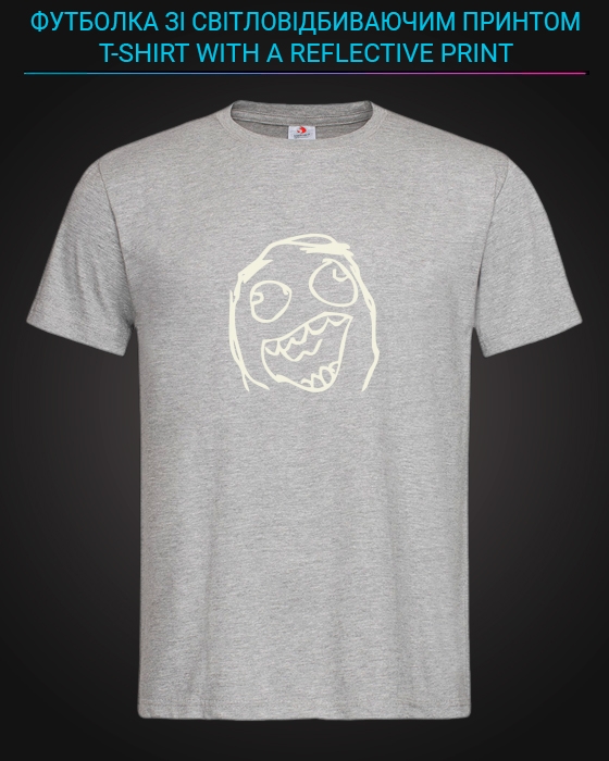 tshirt with Reflective Print Meme Face - XS grey