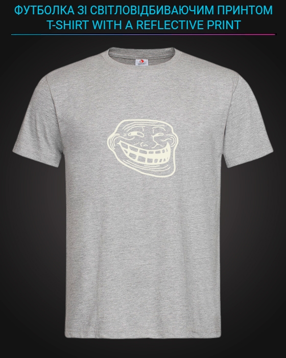 tshirt with Reflective Print Trollface - XS grey