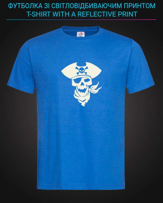 tshirt with Reflective Print Pirate Skull - XS Lightblue