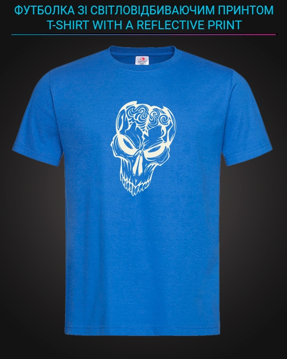 tshirt with Reflective Print Zombie - XS Lightblue