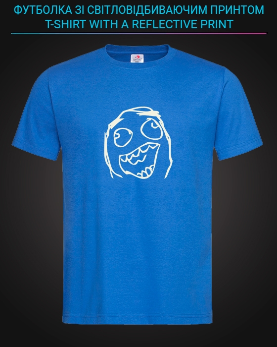 tshirt with Reflective Print Meme Face - XS Lightblue