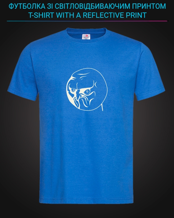 tshirt with Reflective Print Angry Face - XS Lightblue