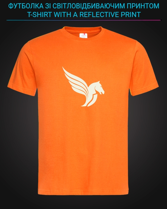 Футболка со светоотражающим принтом Крылья пегаса - XS оранжевая