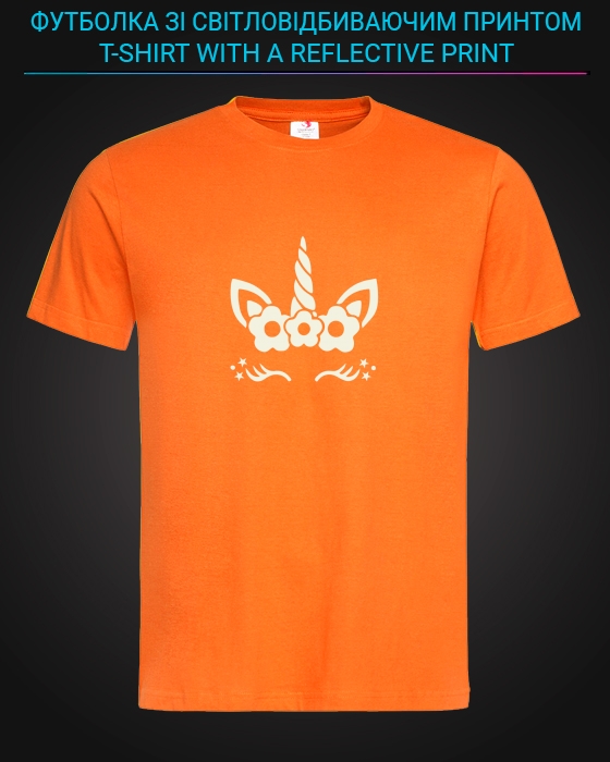 tshirt with Reflective Print Cute Little Unicorn - XS orange