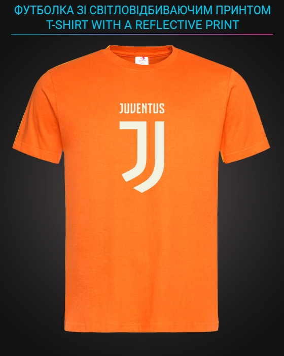 Футболка со светоотражающим принтом Ювентус Логотип - XS оранжевая