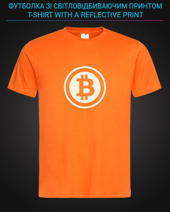tshirt with Reflective Print Bitcoin - XS orange