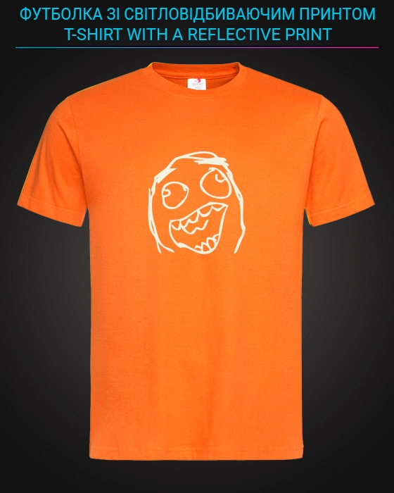 Футболка со светоотражающим принтом Мемне лицо - XS оранжевая