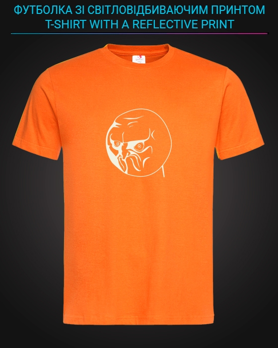 Футболка со светоотражающим принтом Злое лицо - XS оранжевая