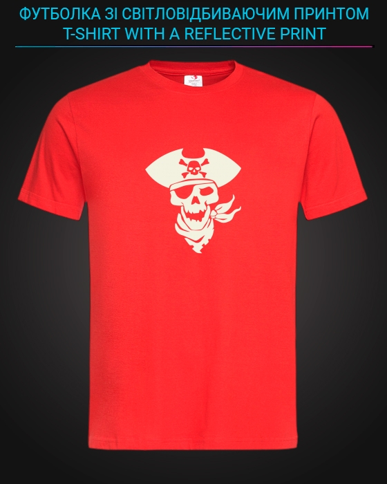 tshirt with Reflective Print Pirate Skull - XS red