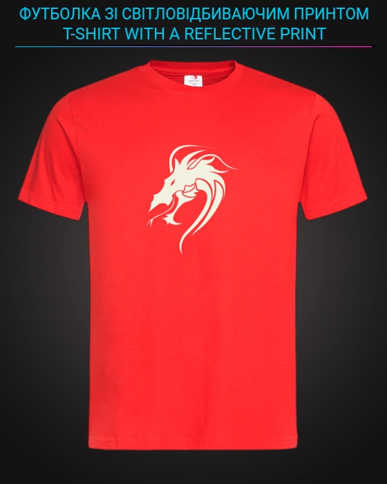 Футболка з світловідбиваючим принтом Голова дракона принт - XS червона