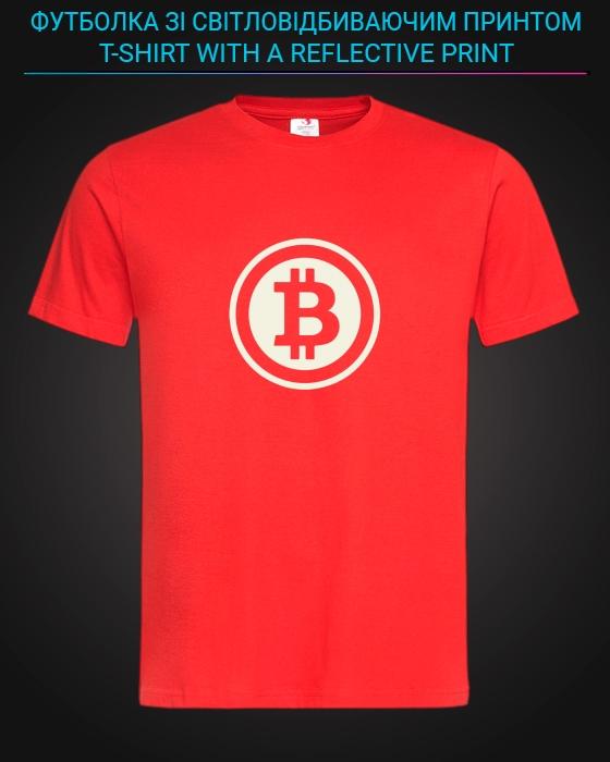 tshirt with Reflective Print Bitcoin - XS red