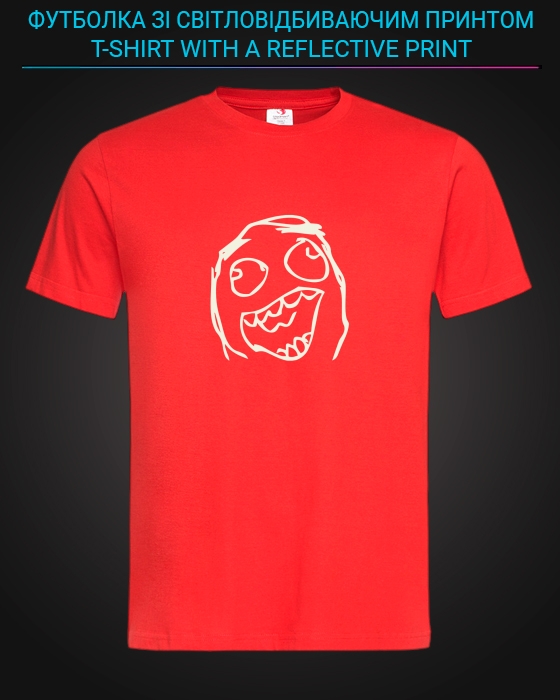 tshirt with Reflective Print Meme Face - XS red