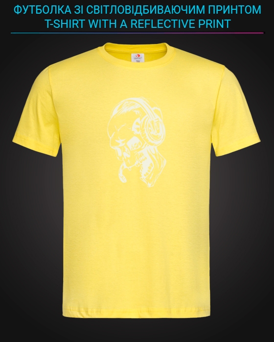 tshirt with Reflective Print Skull Music - XS yellow