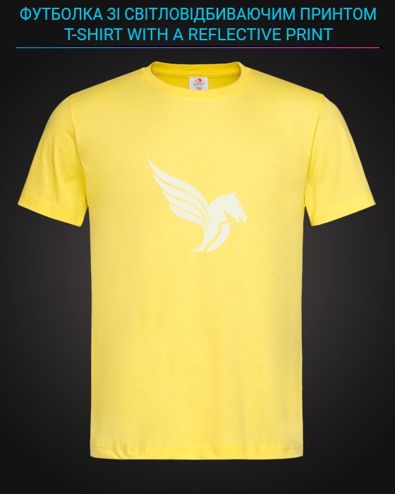 Футболка со светоотражающим принтом Крылья пегаса - XS желтая