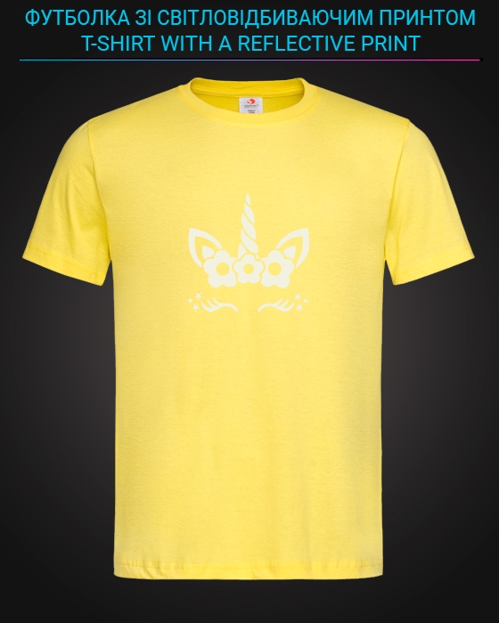tshirt with Reflective Print Cute Little Unicorn - XS yellow