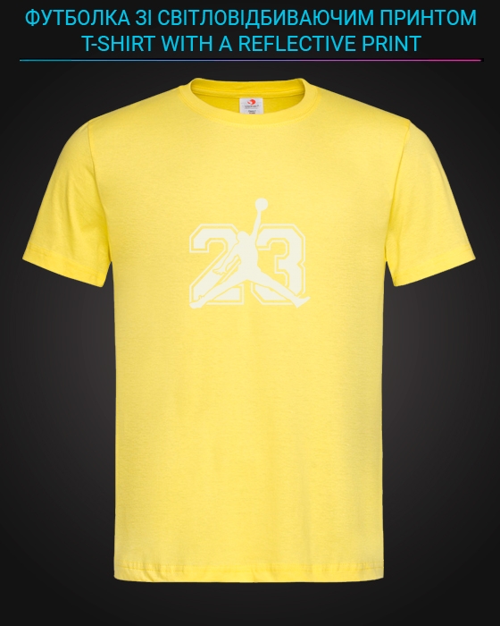 Футболка со светоотражающим принтом Майкл Джордан 23 - XS желтая