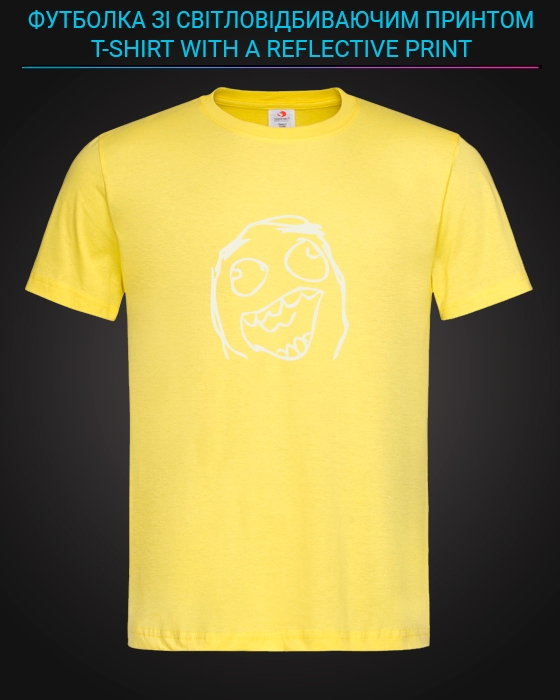 tshirt with Reflective Print Meme Face - XS yellow