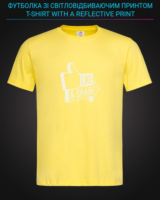 tshirt with Reflective Print Like And Share - XS yellow