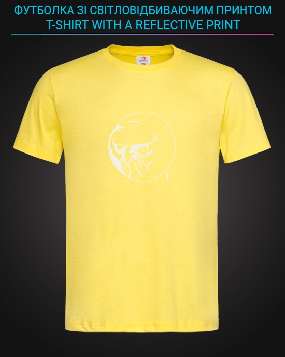 tshirt with Reflective Print Angry Face - XS yellow